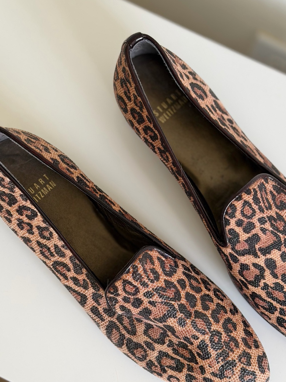 Stuart Weitzman Leopard Print Slip-On Loafers - Brown & Black